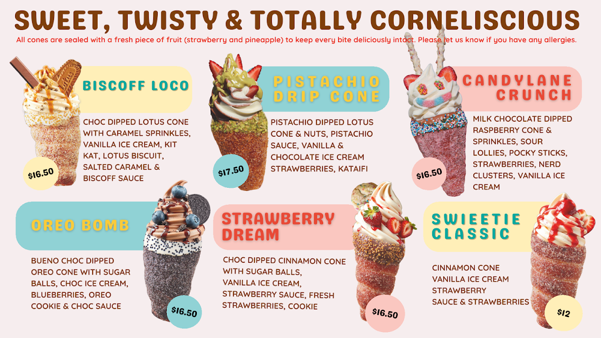 Menu, SWIEETIE – Chimney Cakes & Ice Cream Gold Coast