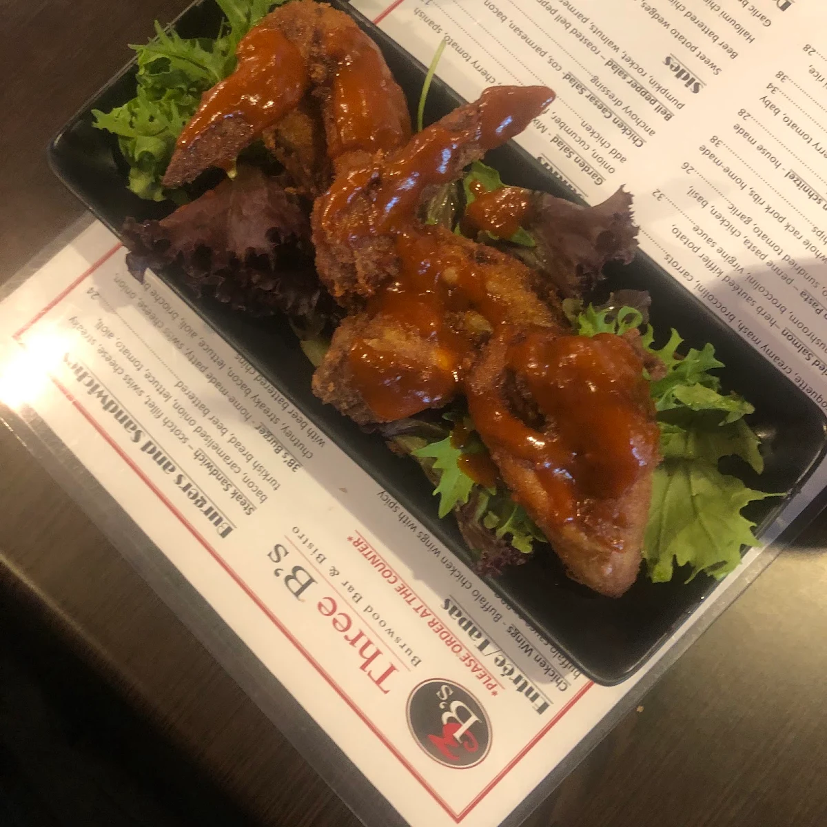 Menu, 3 B's Burswood Bar & Bistro