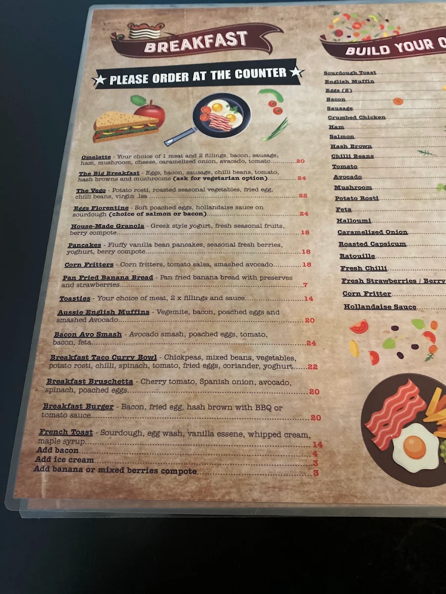 Menu, 3 B's Burswood Bar & Bistro