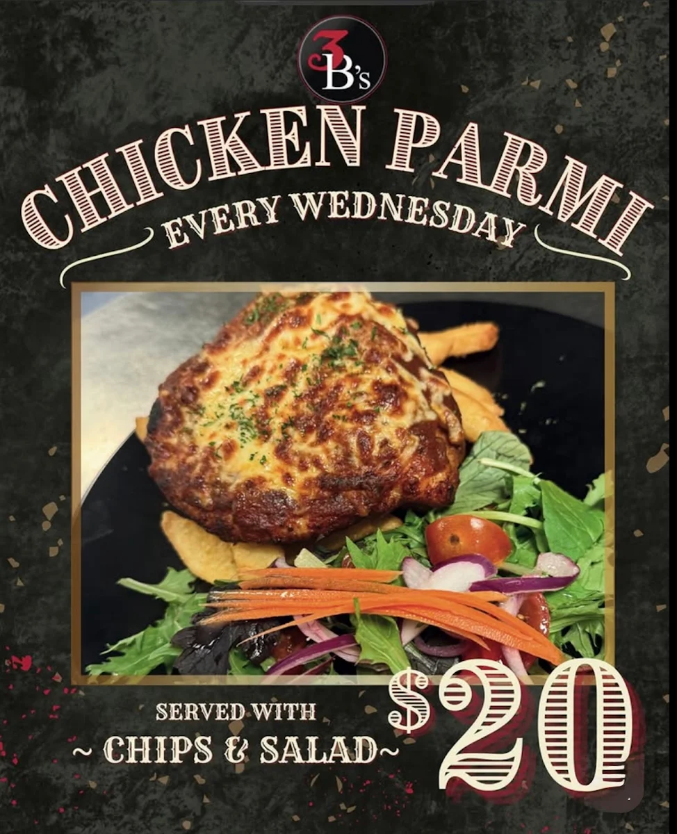 Menu, 3 B's Burswood Bar & Bistro