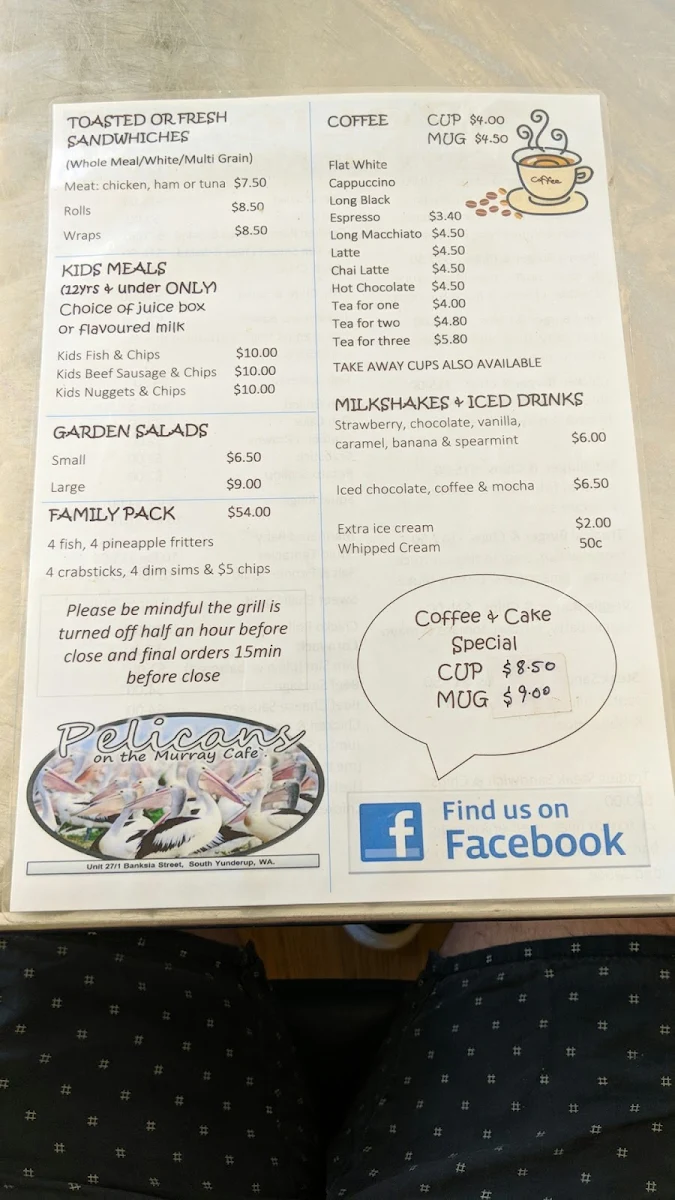 Menu, Pelican's Cafe