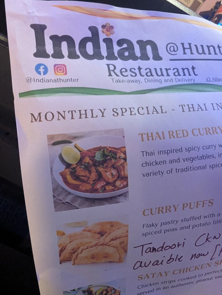 Menu, Indian@Hunter Restaurant