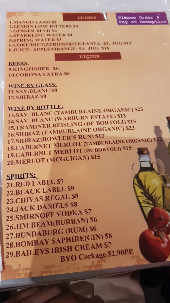 Menu, Indian@Hunter Restaurant