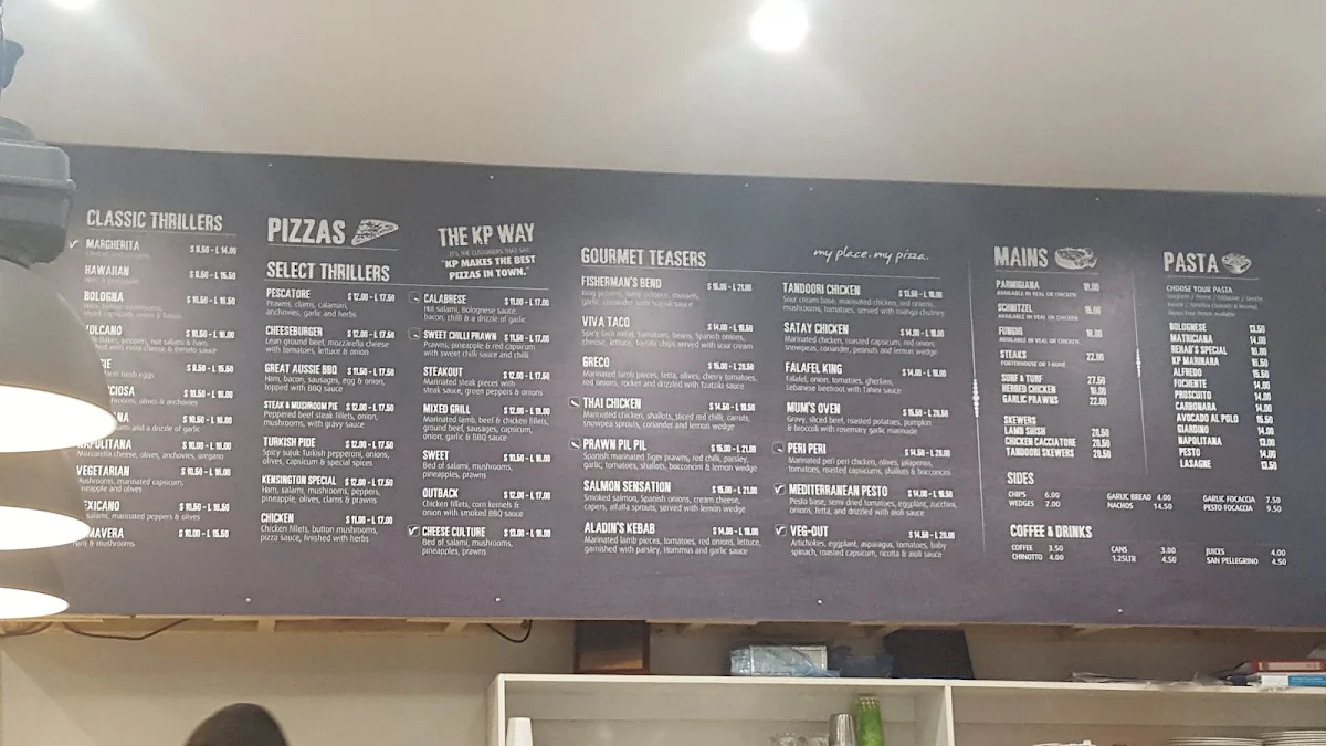 Menu, Bubba Pizza Kensington