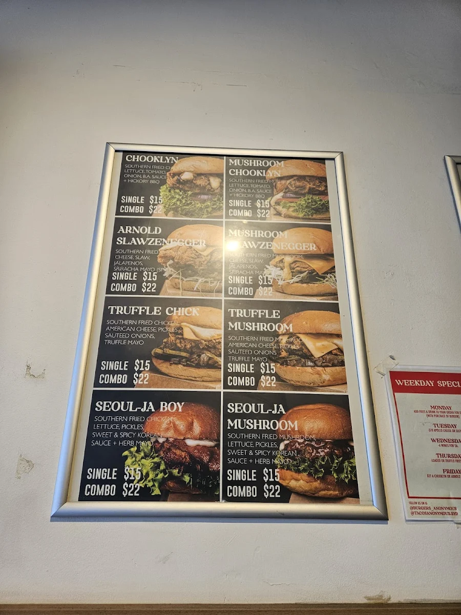 Menu, Burgers Anonymous x Tacos Anonymous (Ashfield)