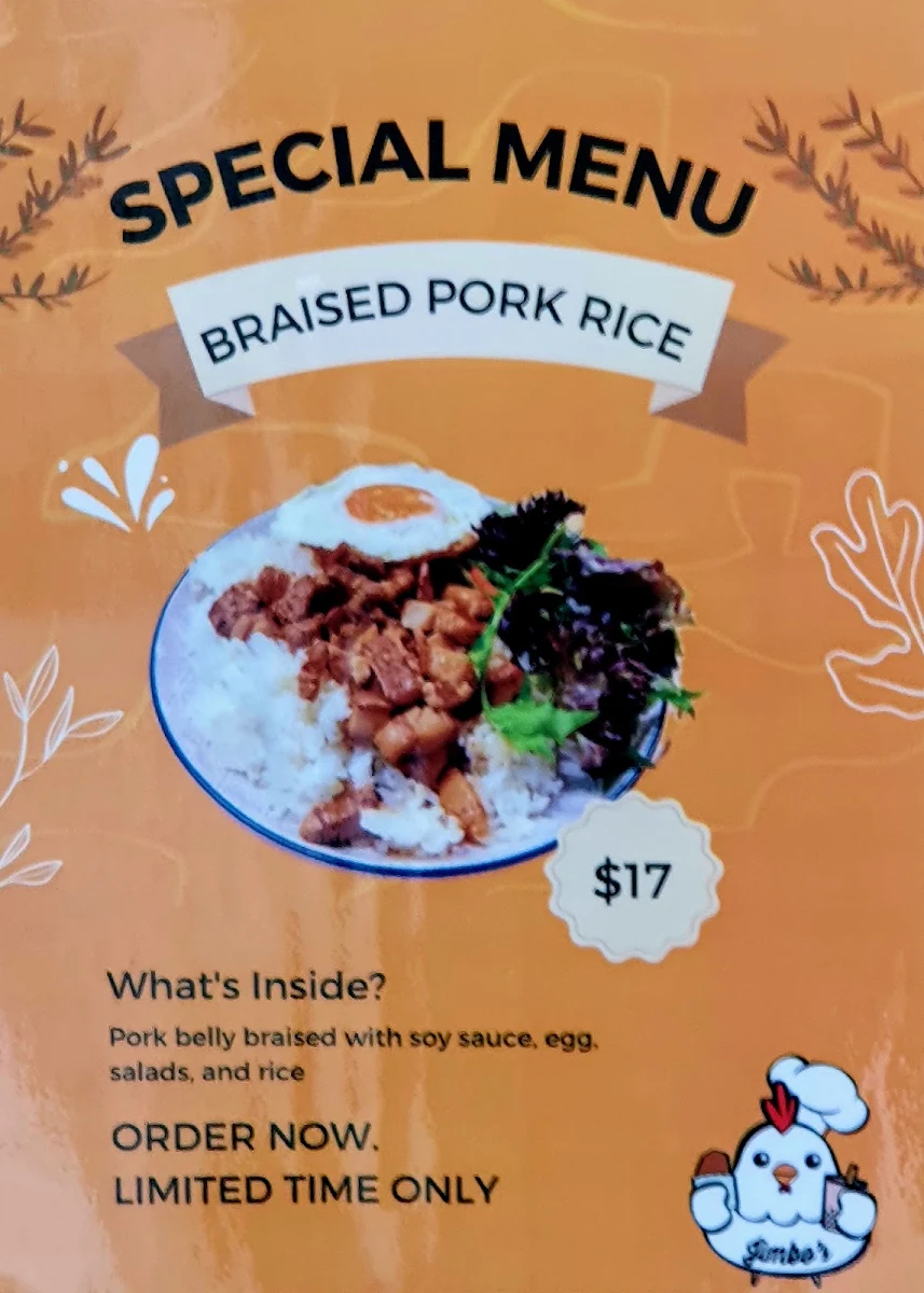 Menu, Jimbo's Takeaway