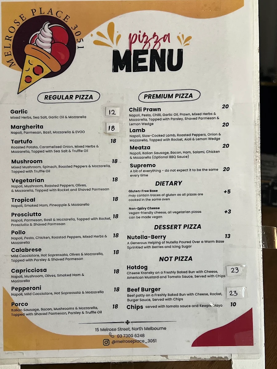 Menu, Melrose Place 3051