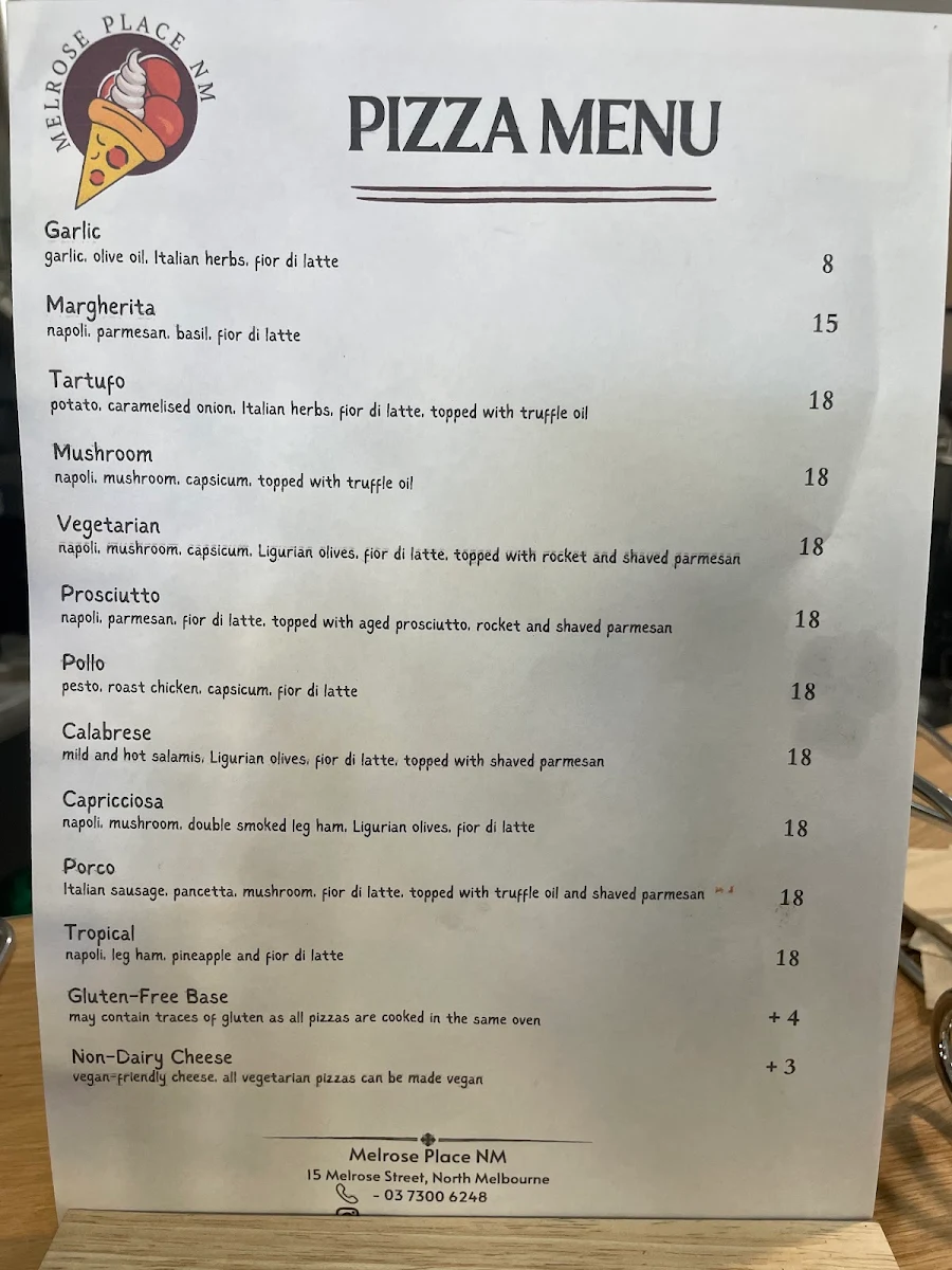 Menu, Melrose Place 3051