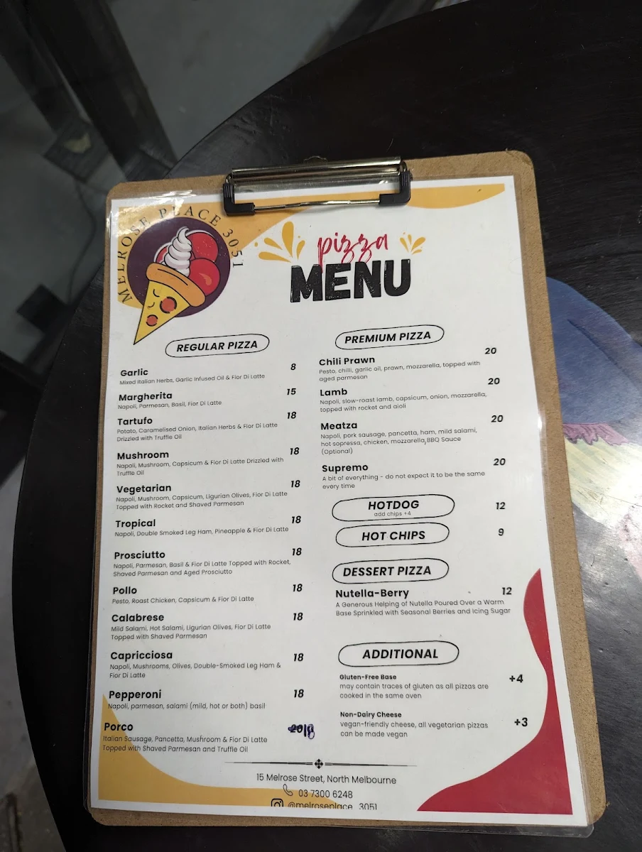 Menu, Melrose Place 3051