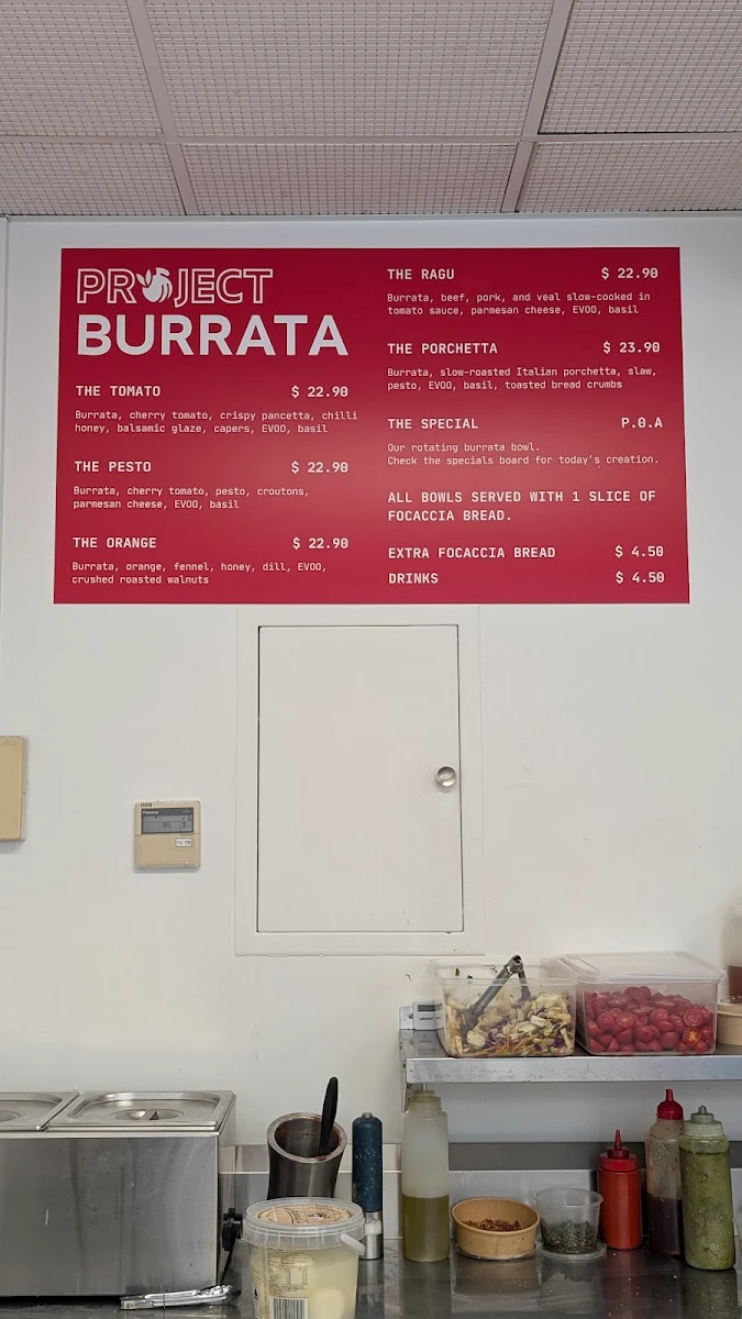Menu, Project Burrata