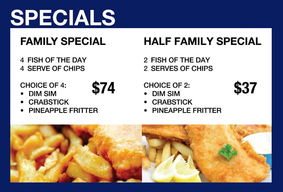 Menu, Atwell Fish and Chips