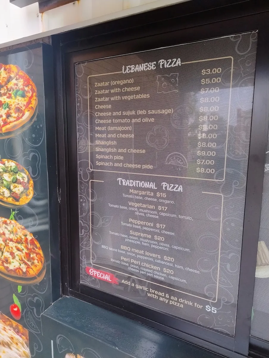 Menu, Pizza on Gilba