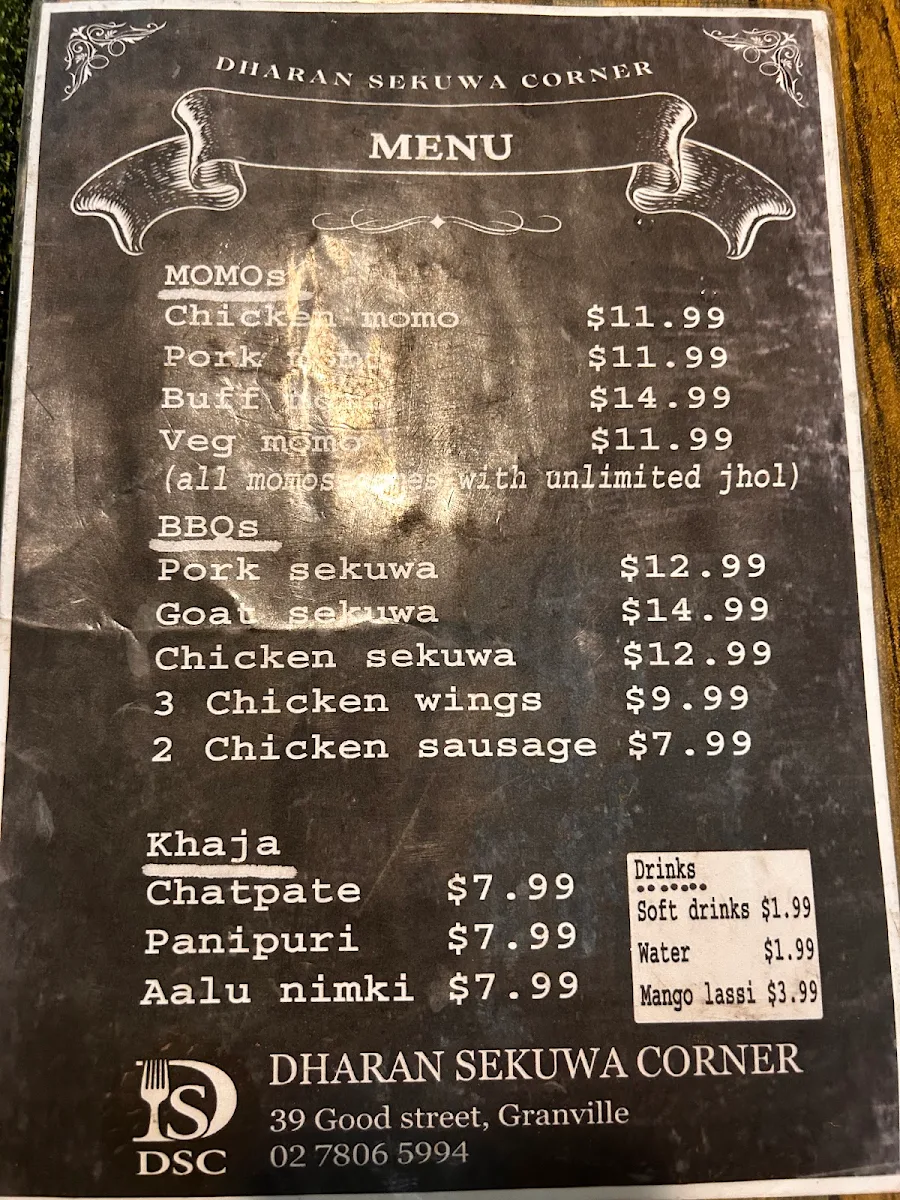 Menu, Dharan Sekuwa Corner