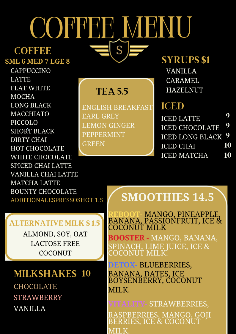 Menu, Skylounge Cafe Pty Ltd
