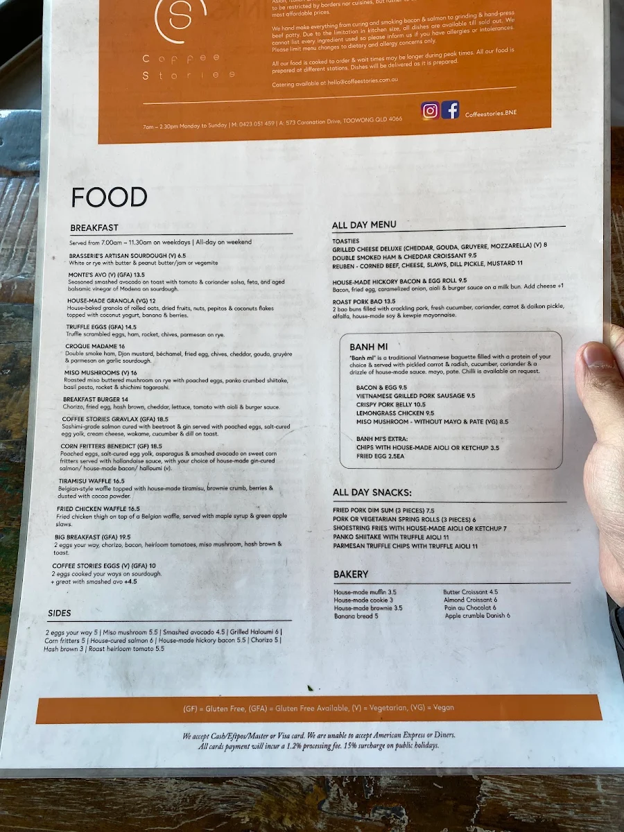 Menu, Coffee stories