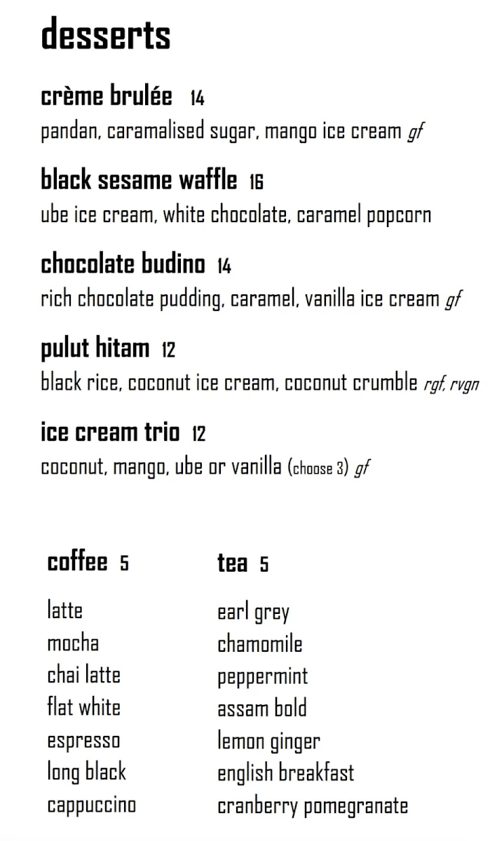 Menu, Malayan Orchid Restaurant