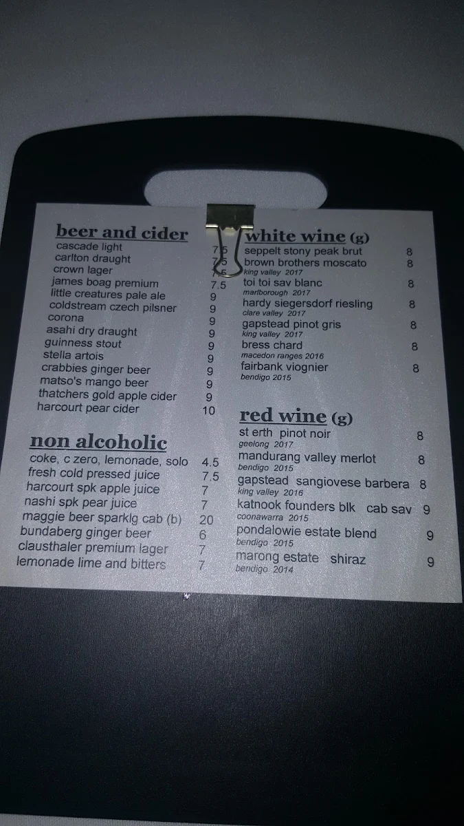 Menu, Malayan Orchid Restaurant