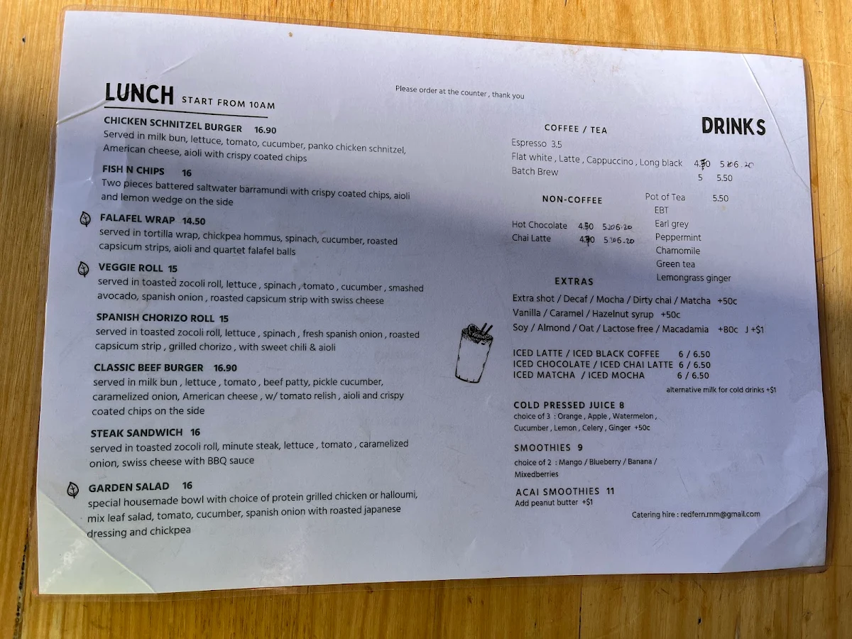 Menu, Rebels N Misfits - Redfern Park