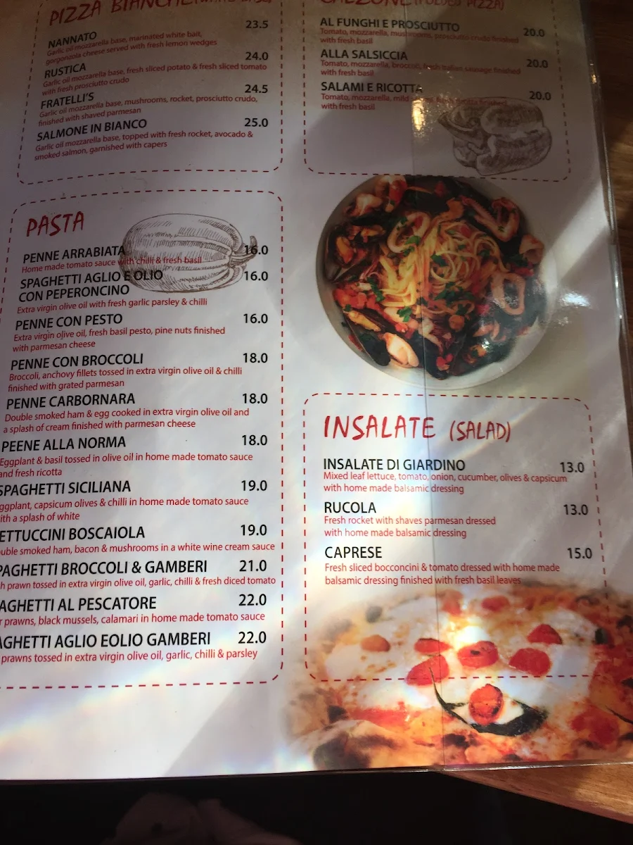 Menu, Fratelli's