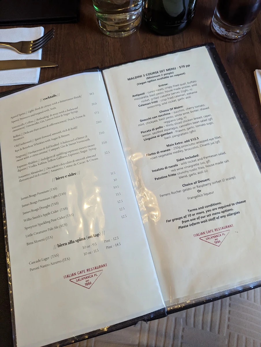 Menu, Maldini