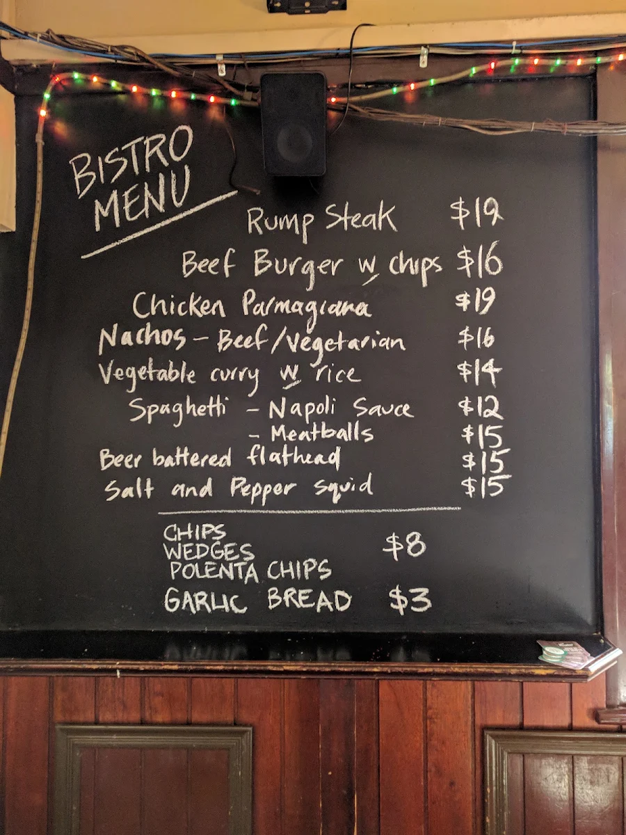 Menu, The Cricketers Arms Hotel