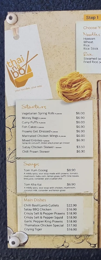 Menu, thainabox