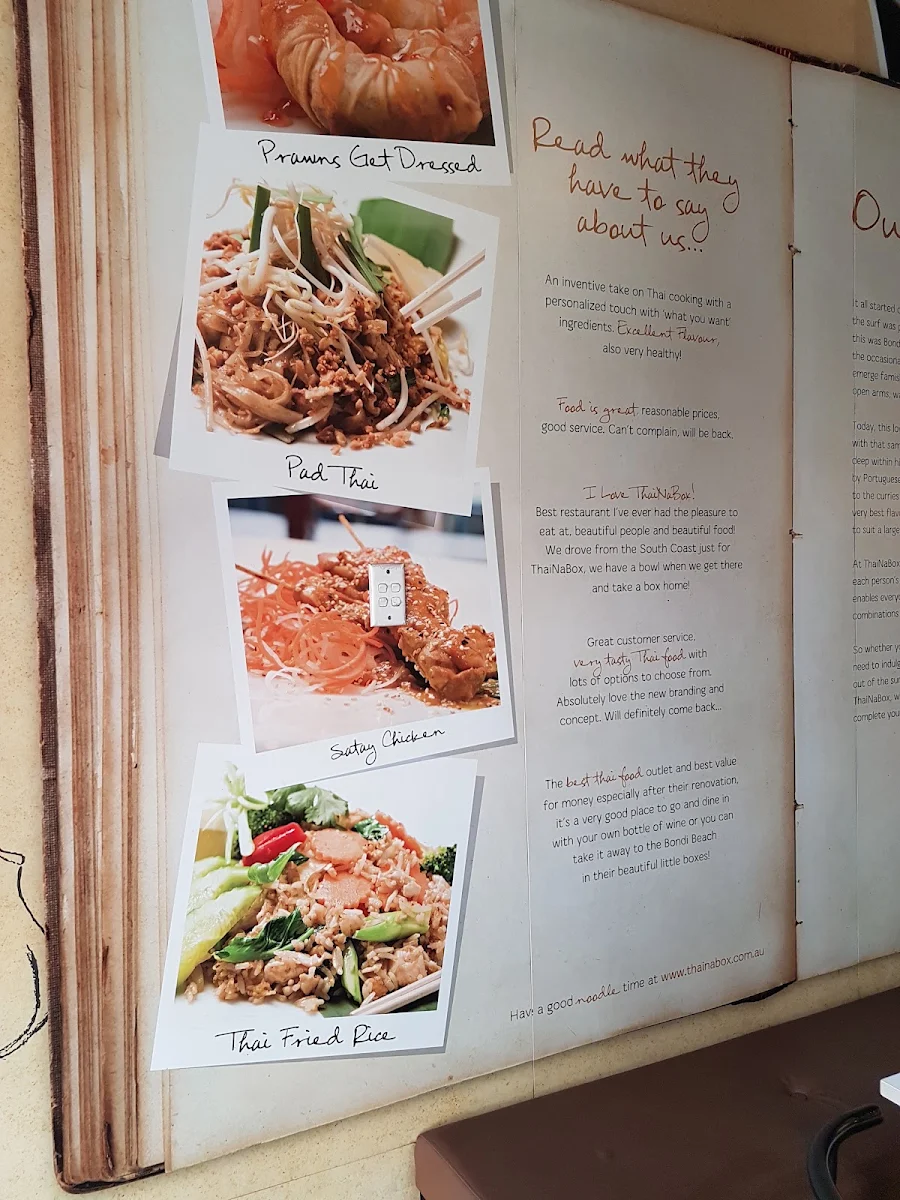 Menu, thainabox