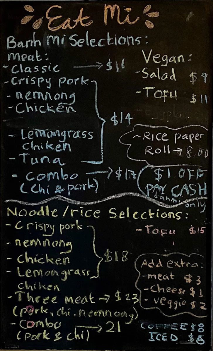 Menu, Eat Mi Neutral Bay