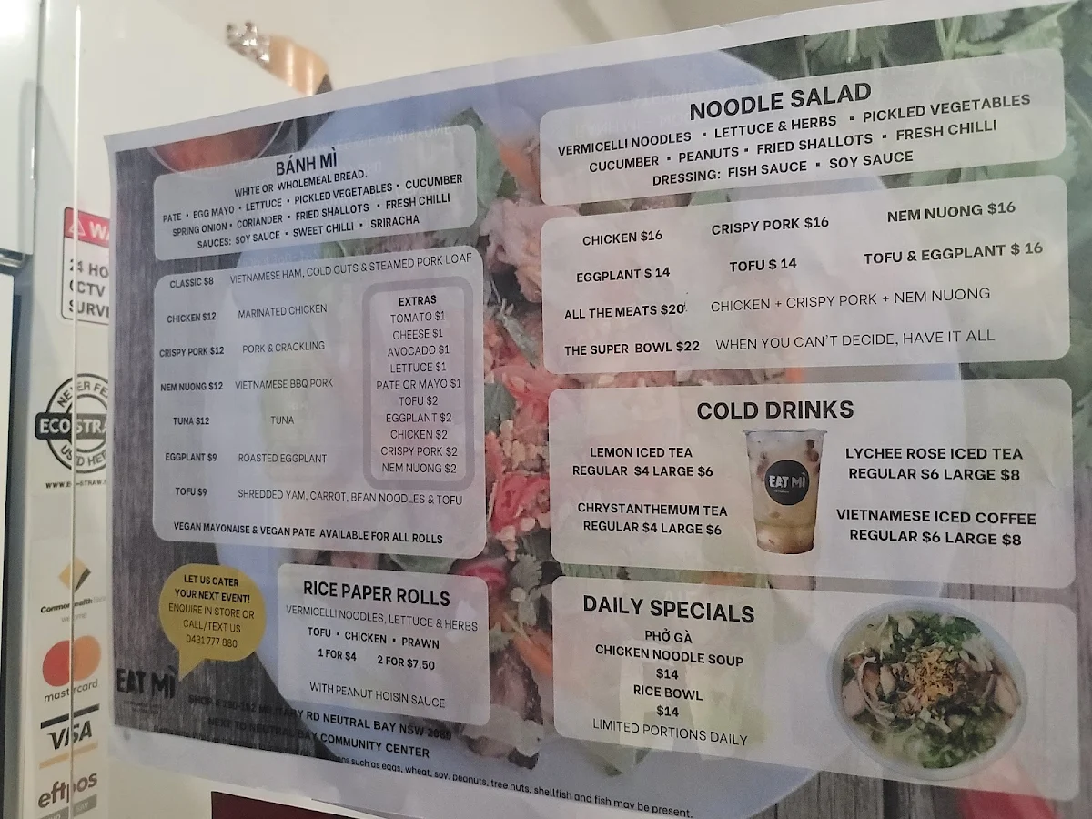 Menu, Eat Mi Neutral Bay