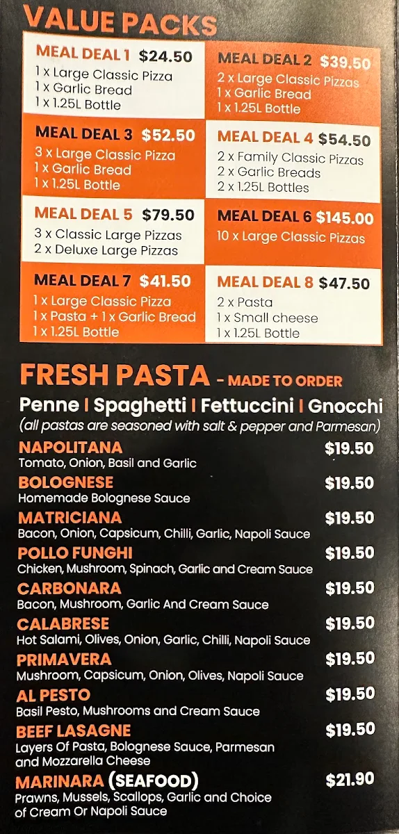 Menu, IL AMALFI PIZZA