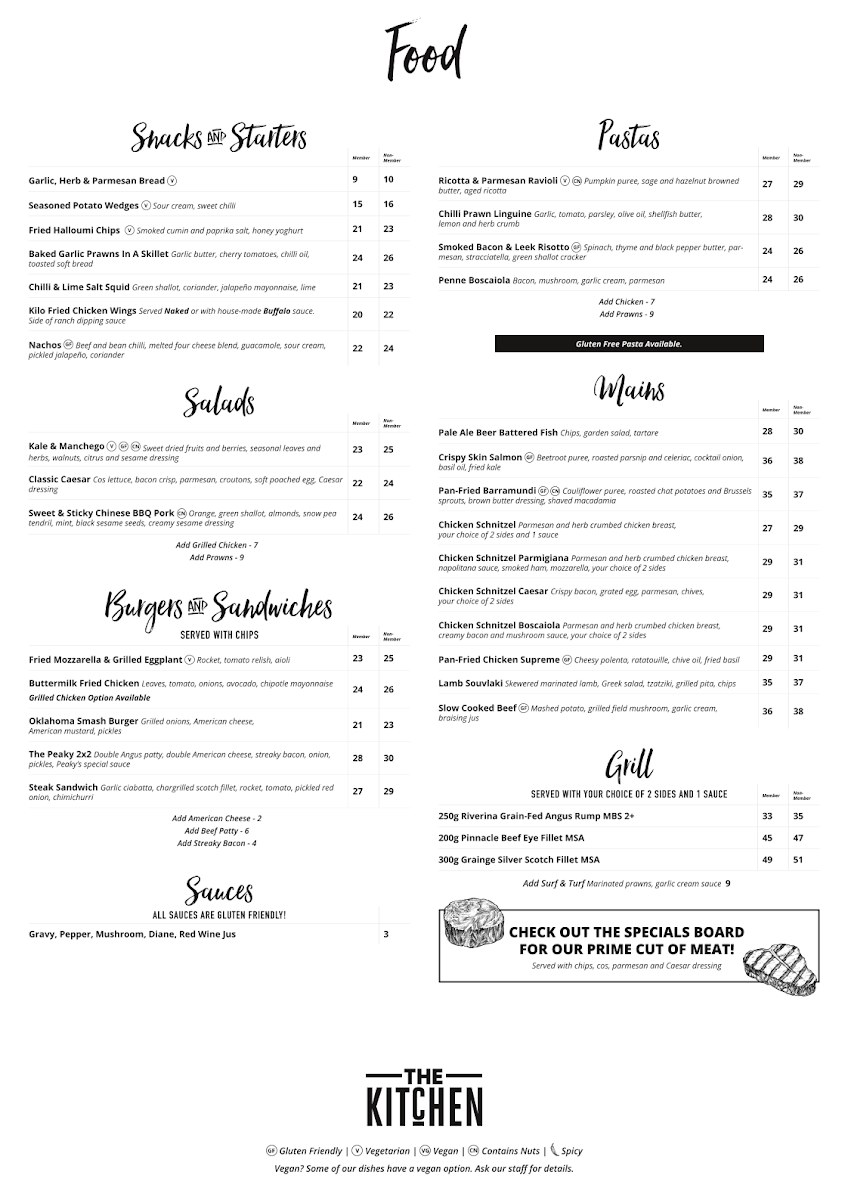 Menu, The Peakhurst