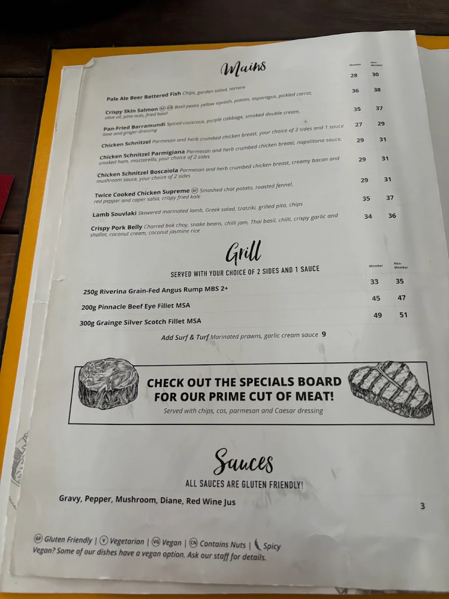 Menu, The Peakhurst