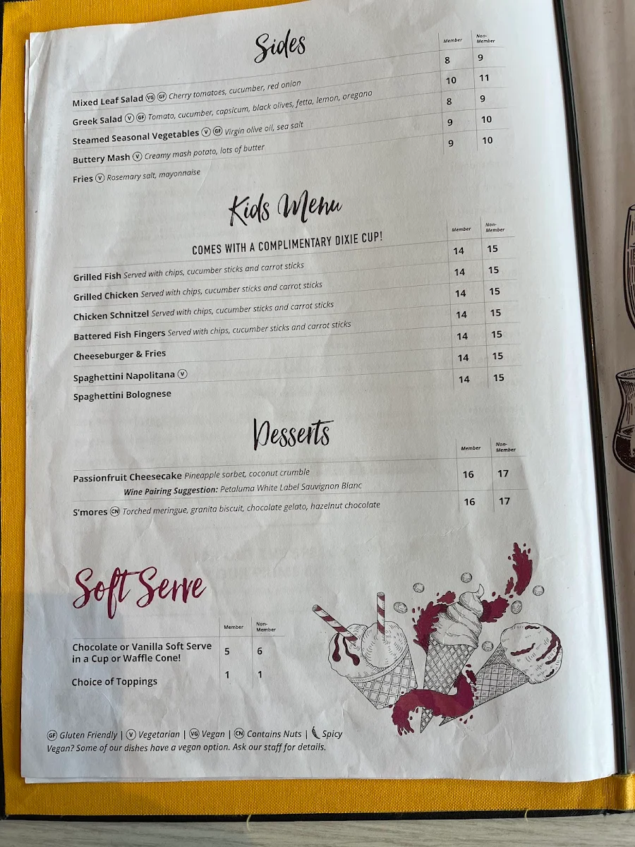 Menu, The Peakhurst