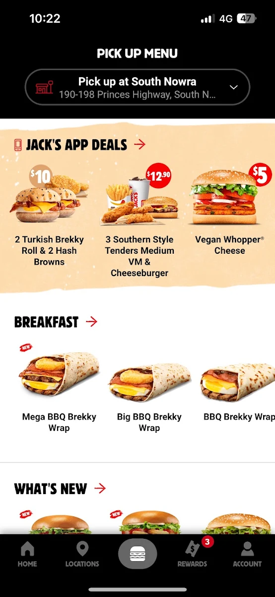 Menu, Hungry Jack's Burgers South Nowra