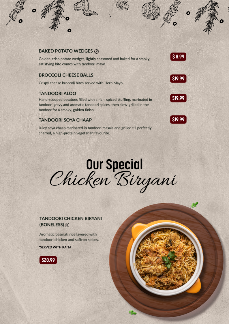 Menu, The Tandoori Joint - Indian Takeaway in Mickleham