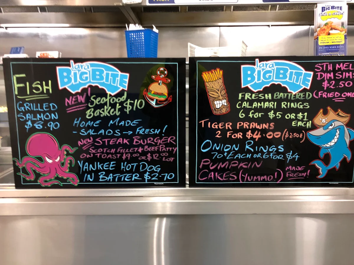 Menu, Lara Big Bite Fish N Chips & Country Fried Chicken