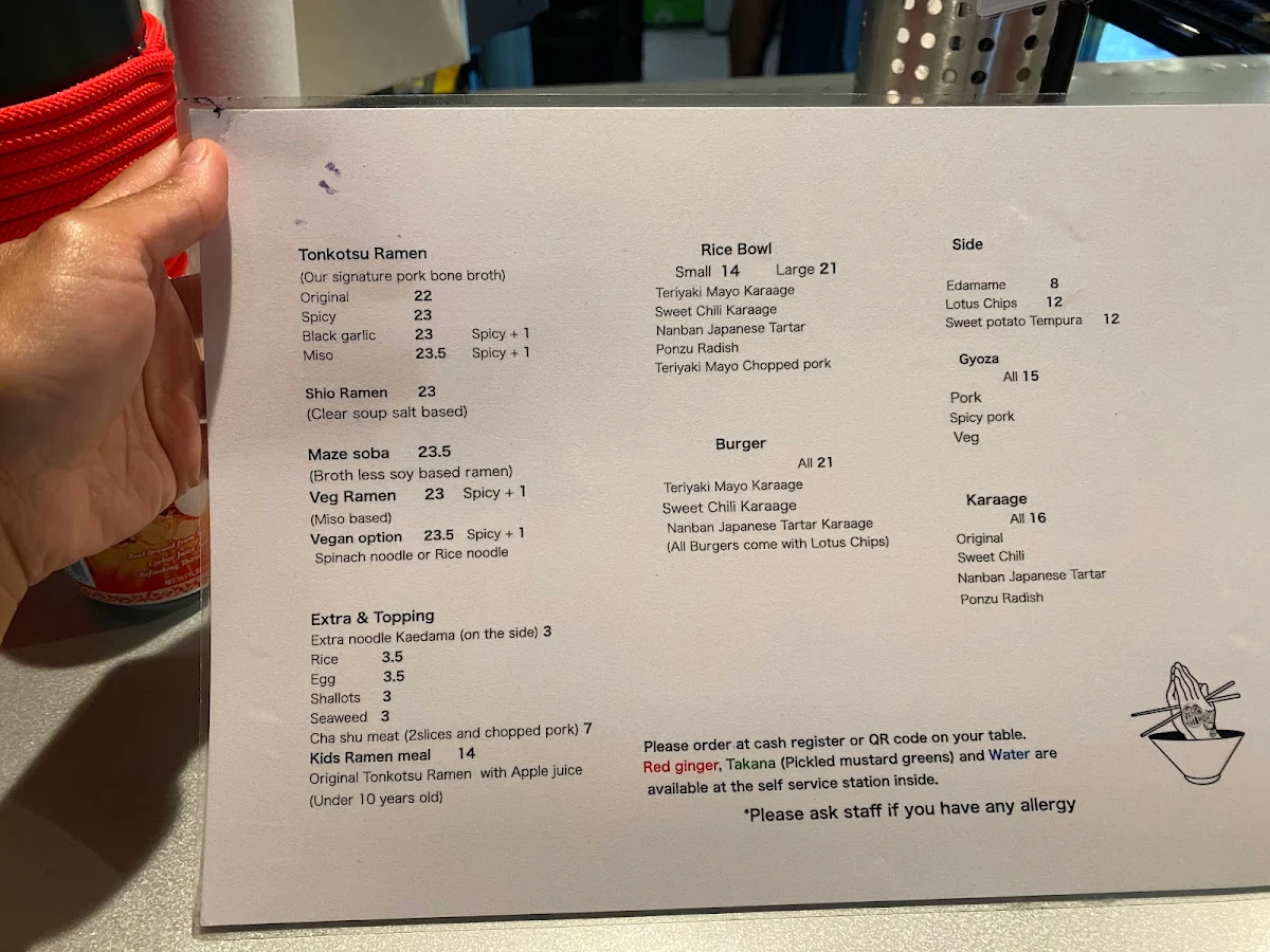 Menu, Harahetta Ramen