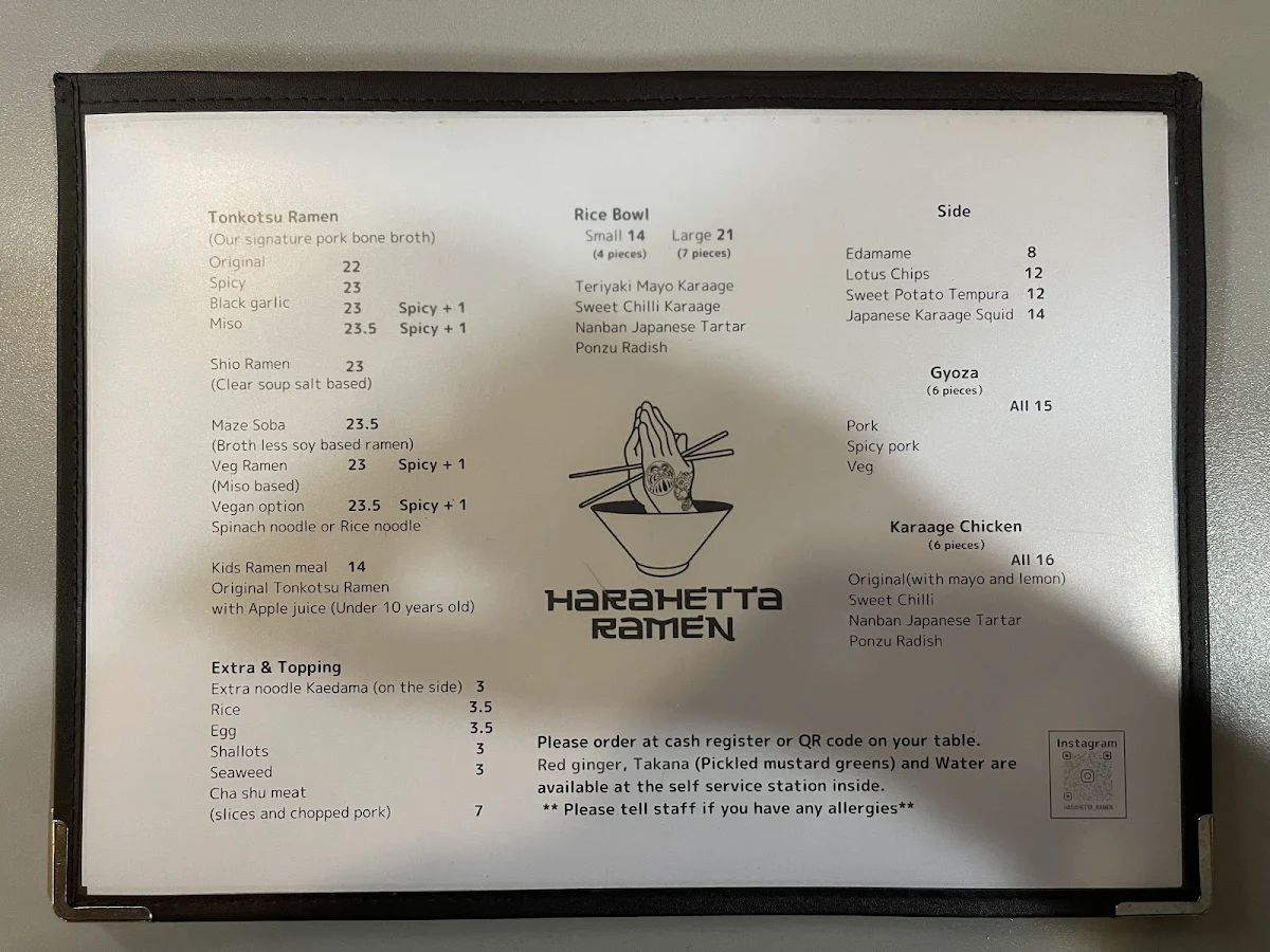 Menu, Harahetta Ramen