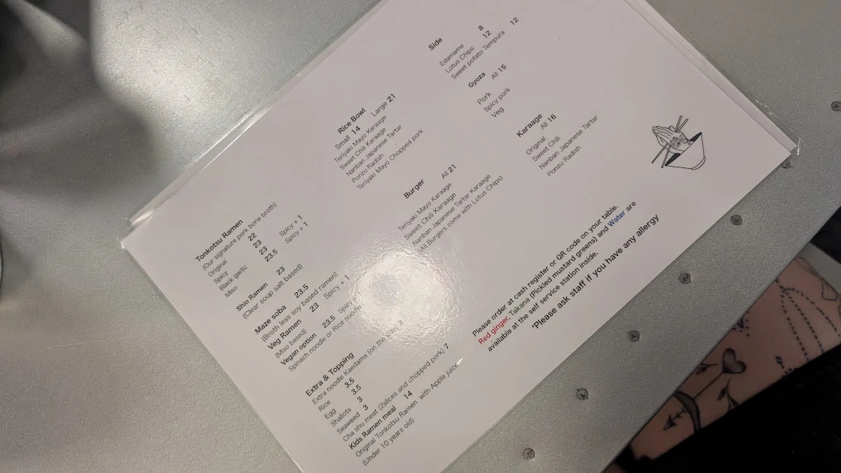 Menu, Harahetta Ramen