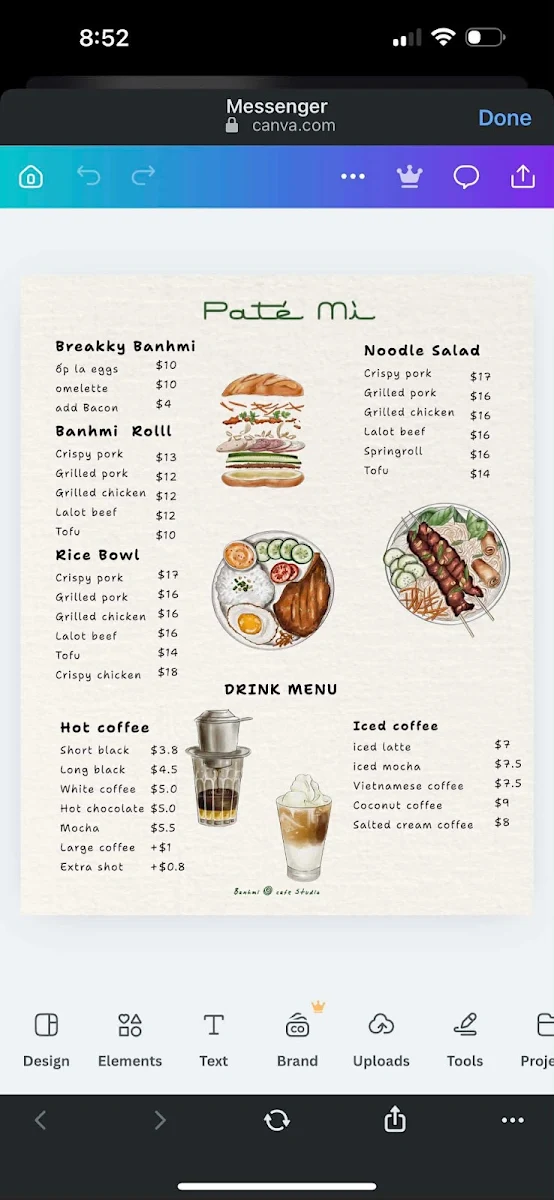 Menu, Pate Mi