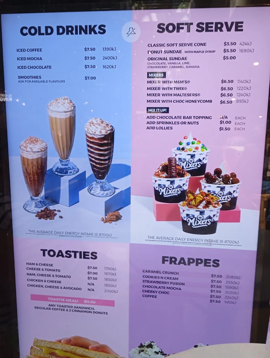 Menu, Donut King Blacktown Westpoint