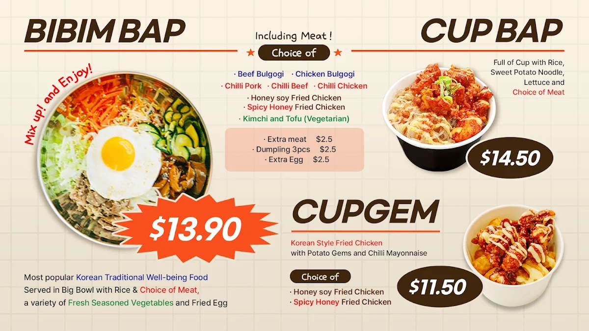 Menu, Arirang Korean Allendale