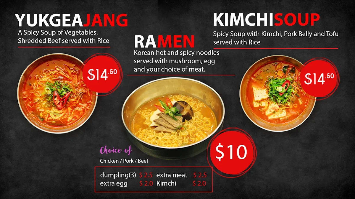 Menu, Arirang Korean Allendale