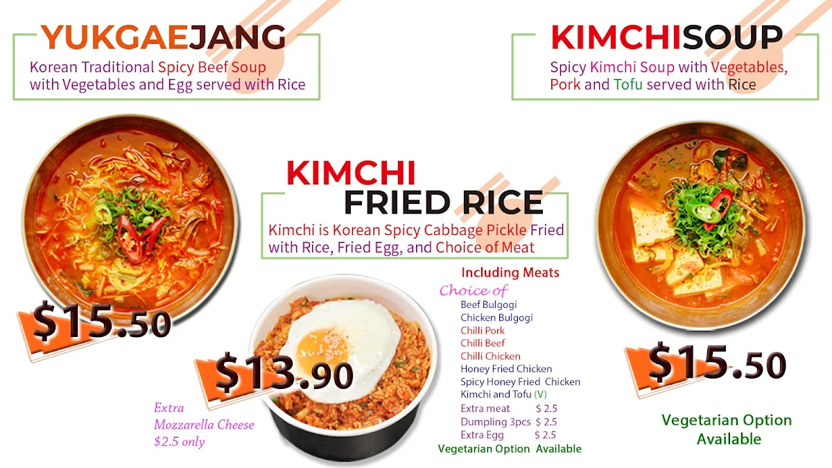 Menu, Arirang Korean Allendale