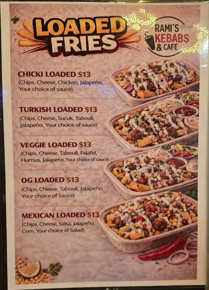 Menu, Rami Kebabs & HSP & Burgers