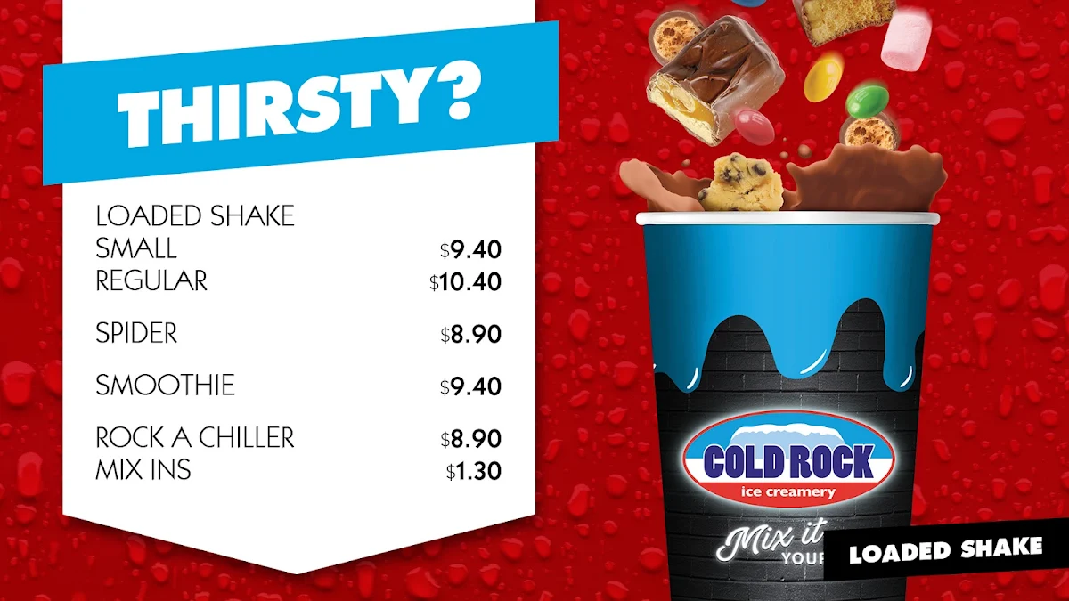 Menu, Cold Rock Ice Creamery Wollongong