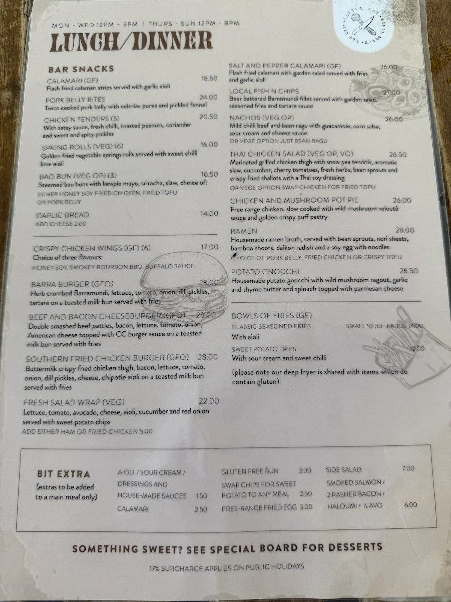 Menu, Coffee Cat On Kings Beach