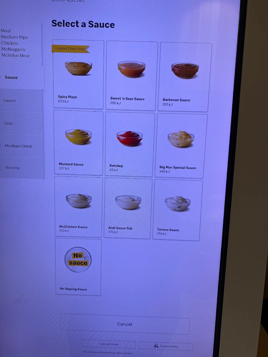 Menu, McDonald's Melville