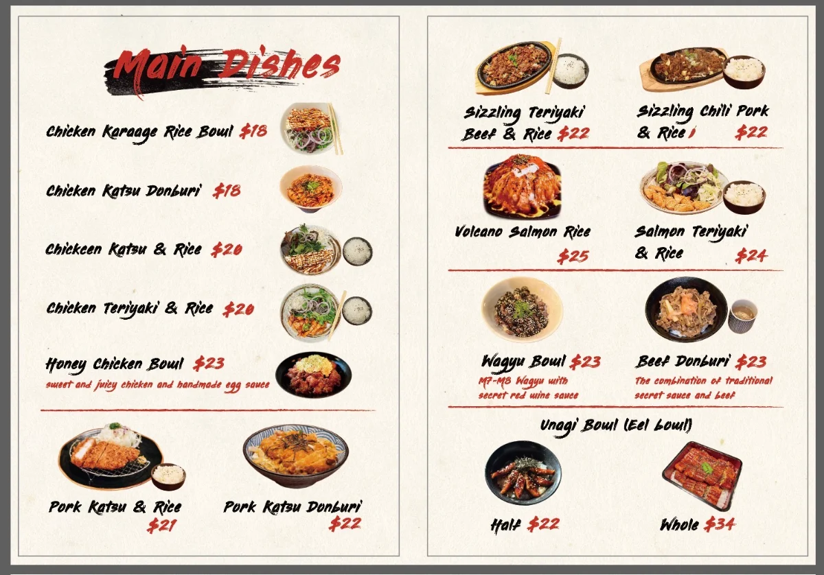 Menu, Fuji Sushi