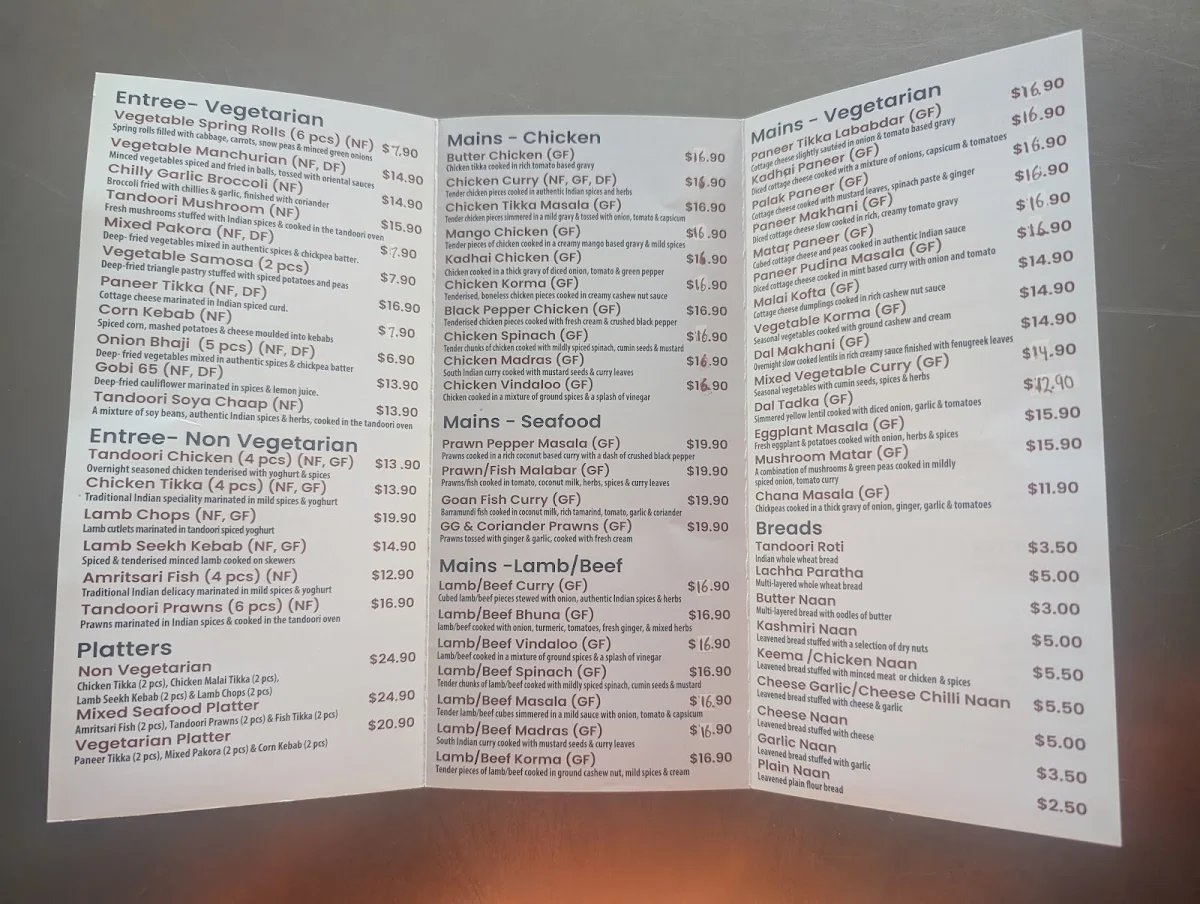 Menu, Chef of curry